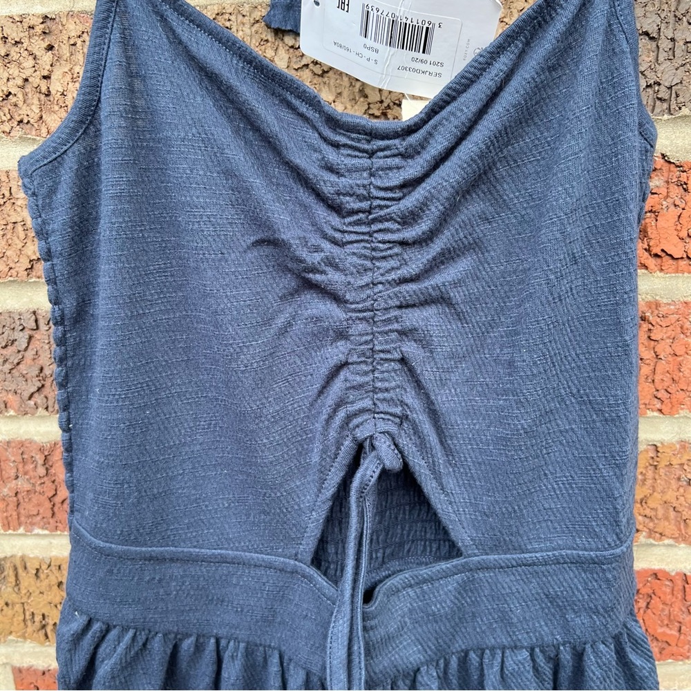 Roxy Navy Blue Spaghetti Strap Drawstring Cropped… - image 3